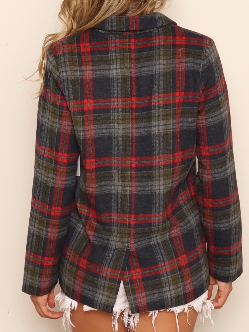 NWT! Aura Women's Black & Red Plaid Blazer Jacket Coat - Picture 4 of 4